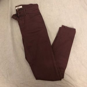 Topshop Leigh Burgundy Skinnies