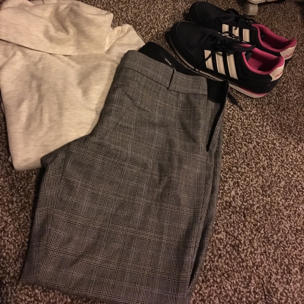 J Crew Black White Plaid Wool Minnie Ankle Pant 6