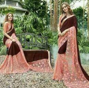 Designer brown Georget saree