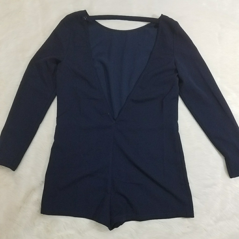 Cooperative Blue Deep V-Back Romper - Picture 4 of 5