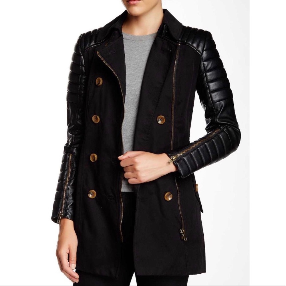 W118 Walter Baker Faux leather trench coat