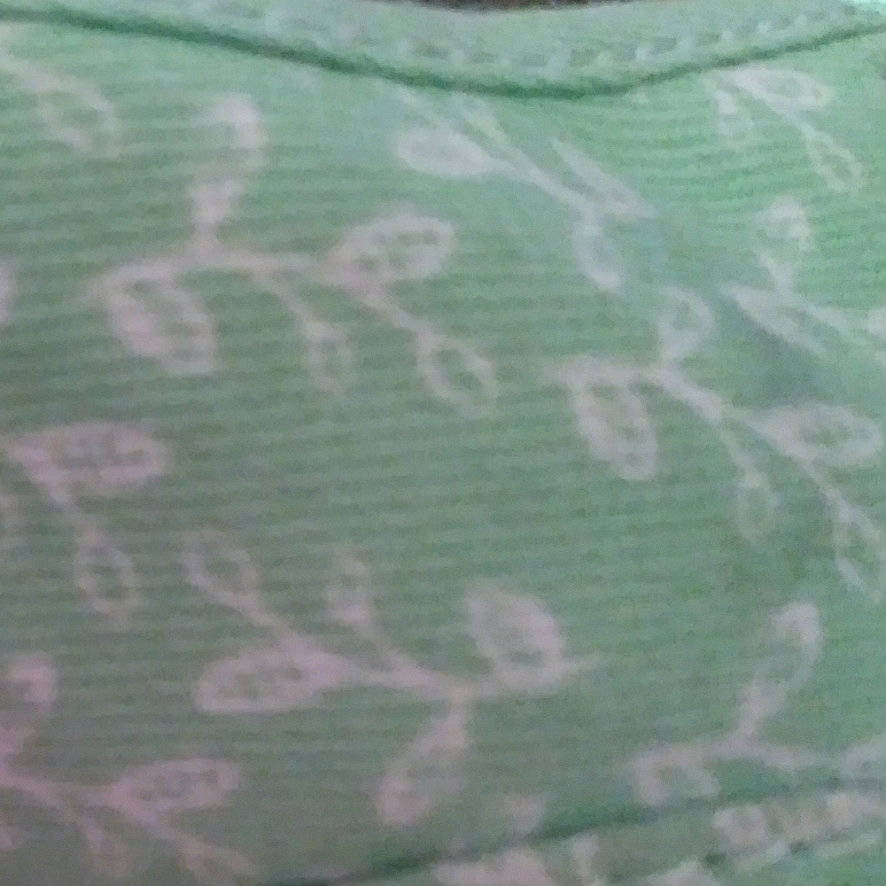 Mint green w/ white leaf print