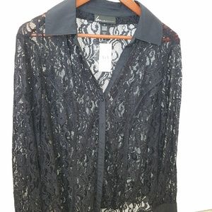 Lace button down shirt