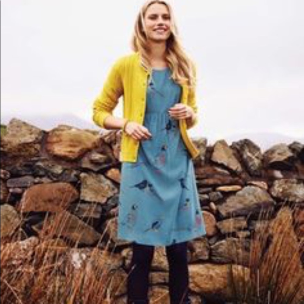 Boden Easy Scoop Day Bird Tunic Dress Blue 6R