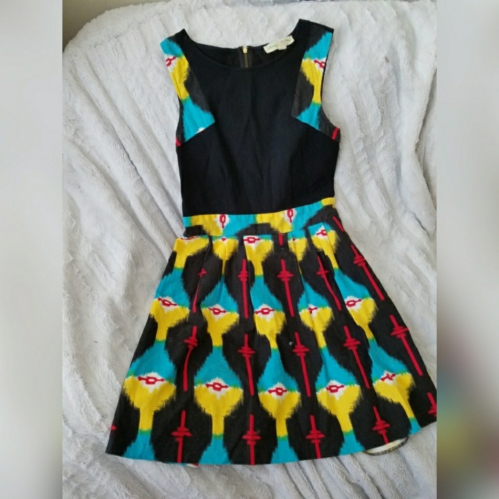 Bright Ikat Urban Outfitters Linen Dress