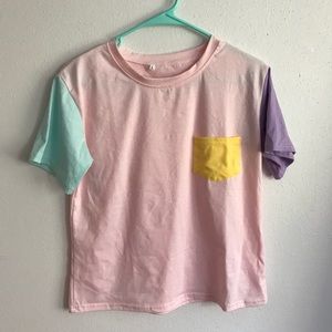 Aesthetic Pastel Color Block Tee!🌸✨🐹