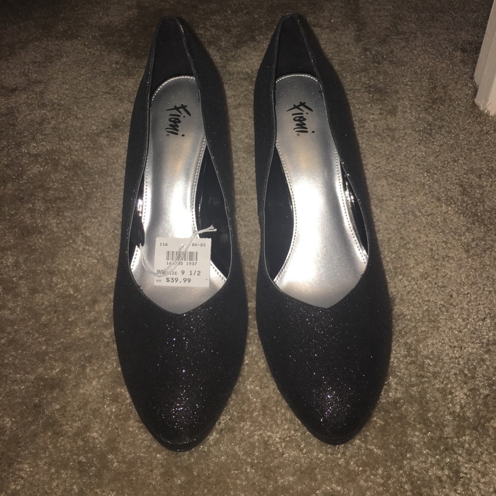 Payless Black Glitter Heels