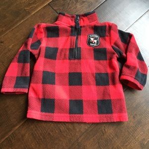 Red and black fleece pull over