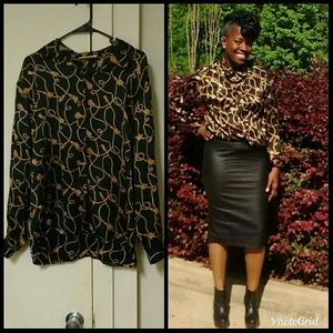 Black Satin material shirt.