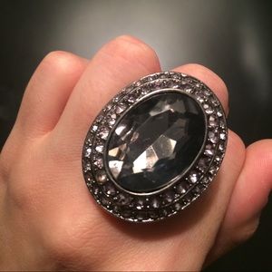 Large Gray Ring with Stretch Band