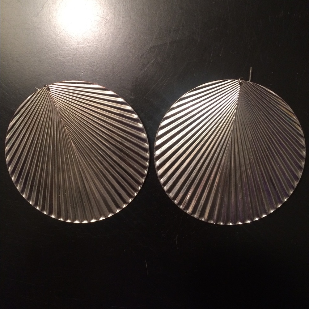 Large Silver Round Earrings