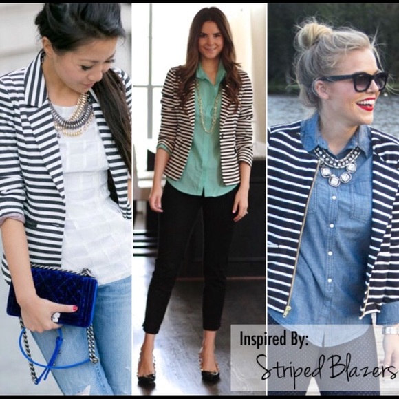 *SOLD* Navy stripped jcrew blazer - Picture 1 of 4