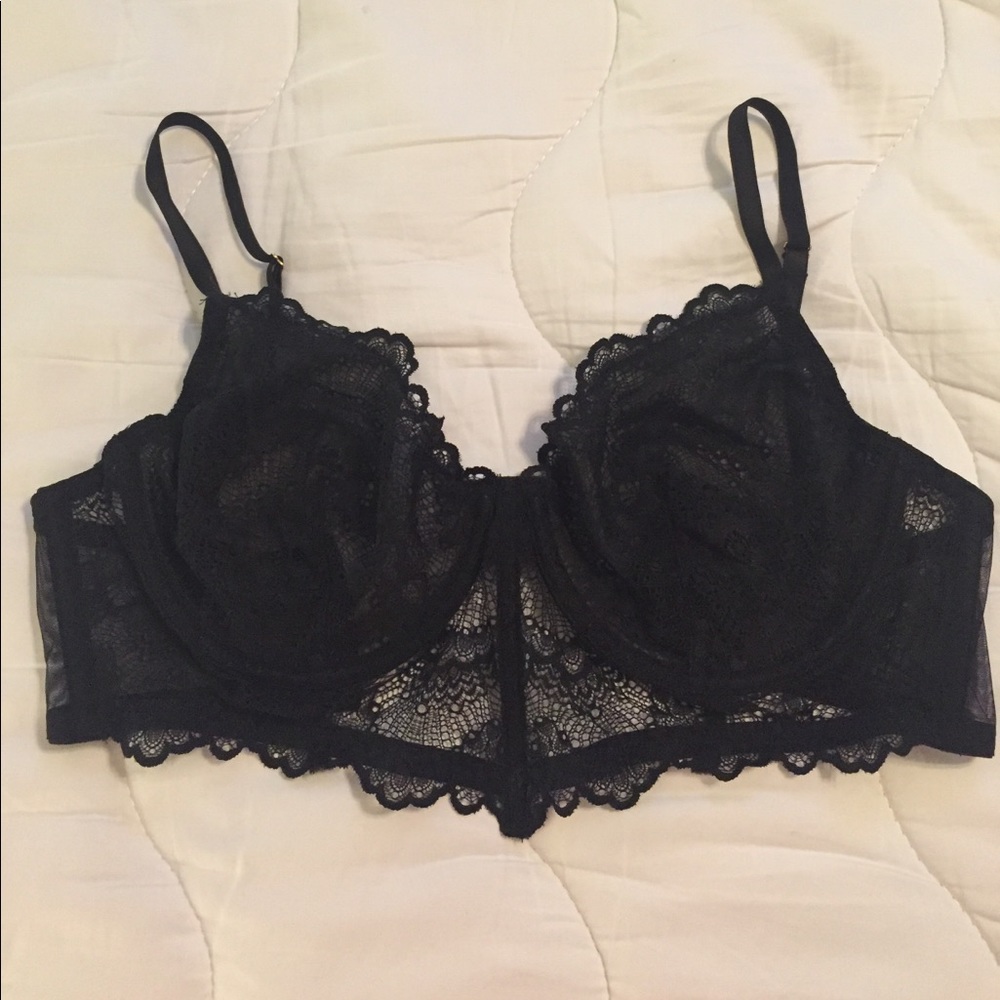Forever 21 Black Underwire Lace Bra - L