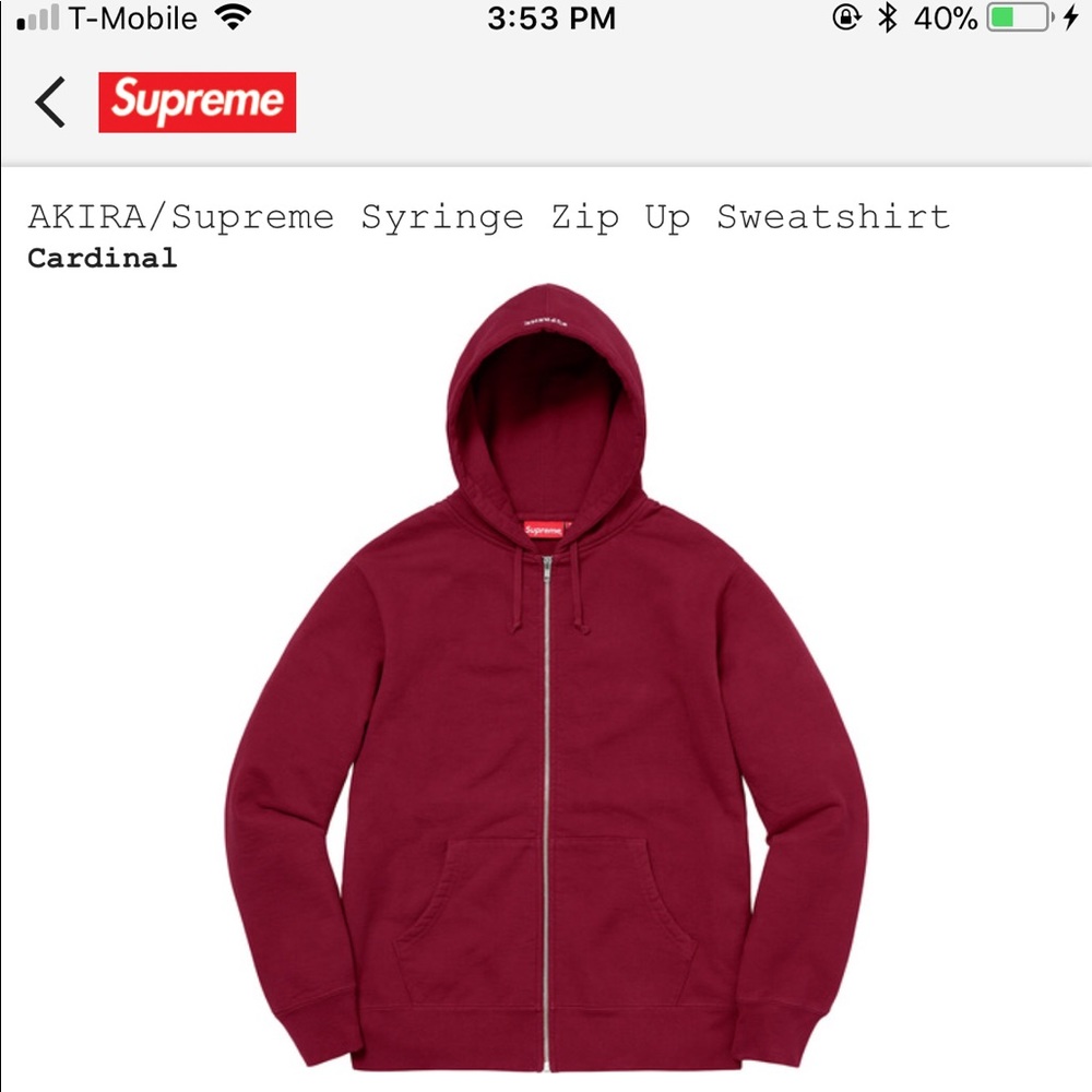 Supreme/Akira Syringe Zip Up hoodie