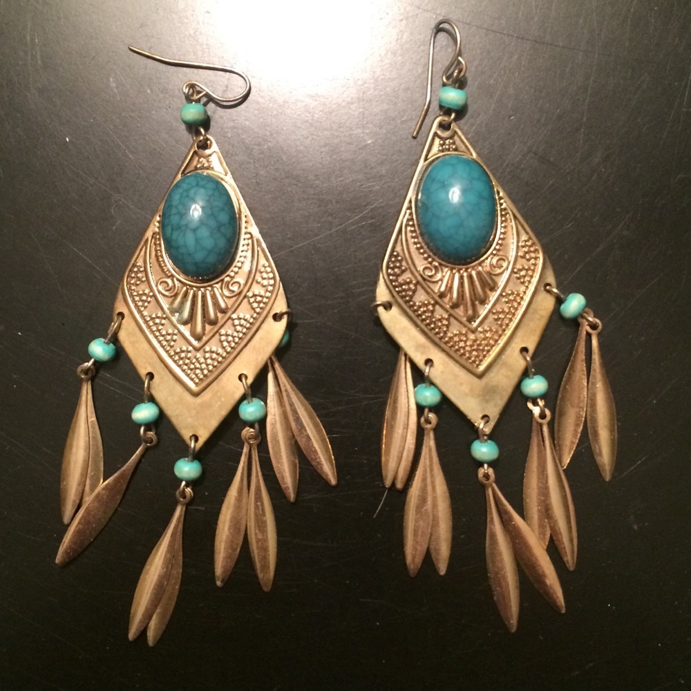 Gold and Turquoise Earrings