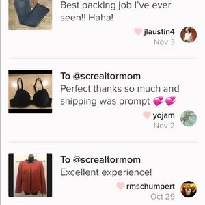 Recent feedback from my recent purchasers 😍