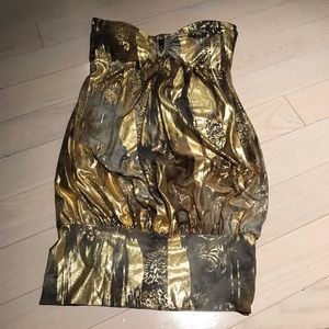 Gold Strapless Dress Club Size M
