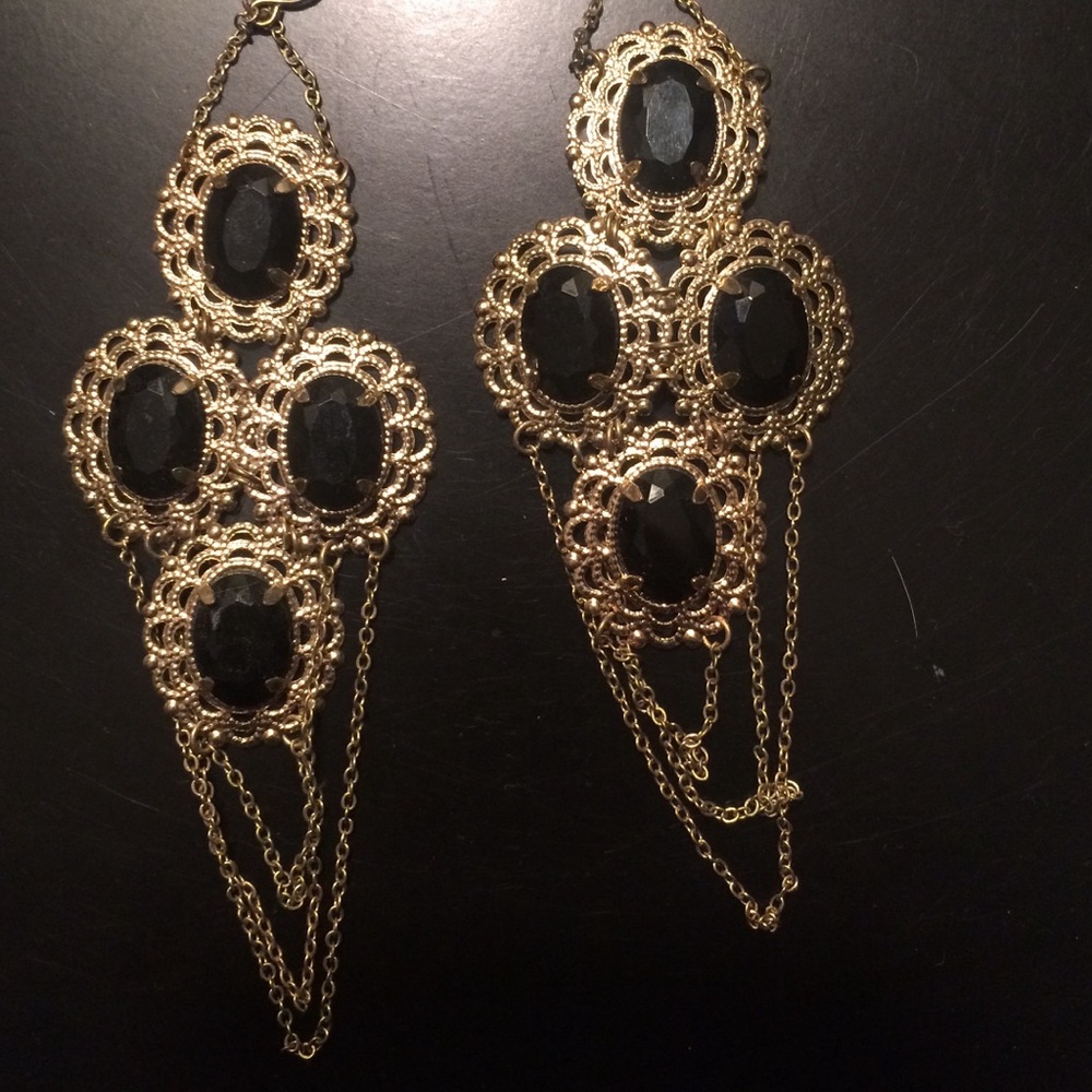 Gold and Black Statement Earrings