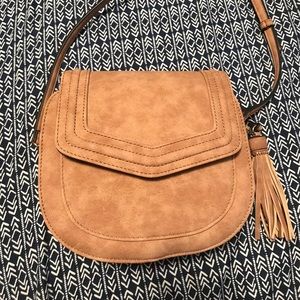 Cognac Faux Suede purse  BRAND NEW!