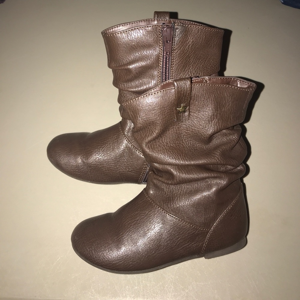 Girls brown leather like dress boots sz 10