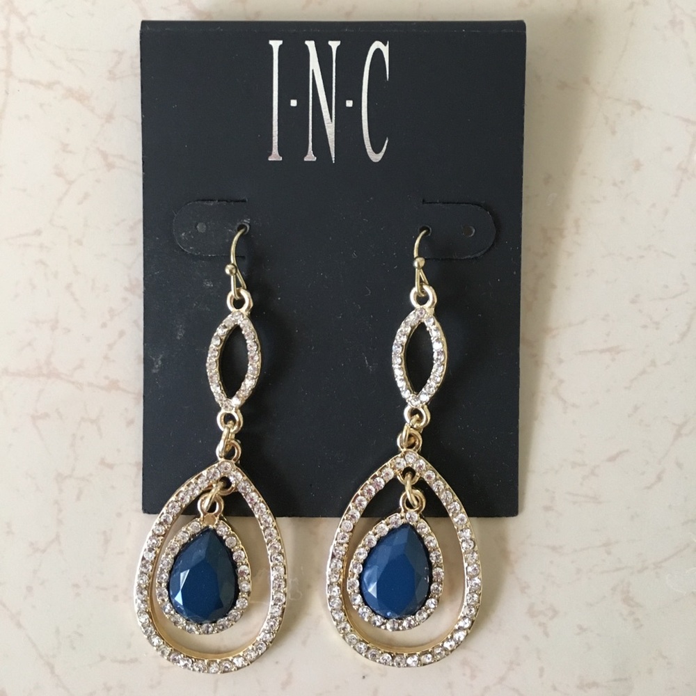 INC Pave Dangle Teardrop Earrings