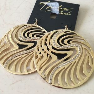 Thalia Sodi Gold Crystal Swirl Earrings