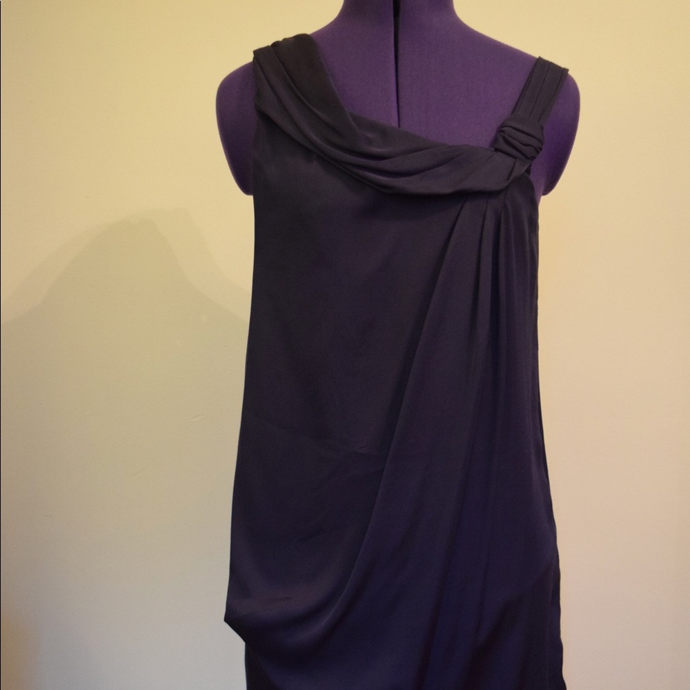 BCBG Maxazria navy silk Goddess dress, Size 0