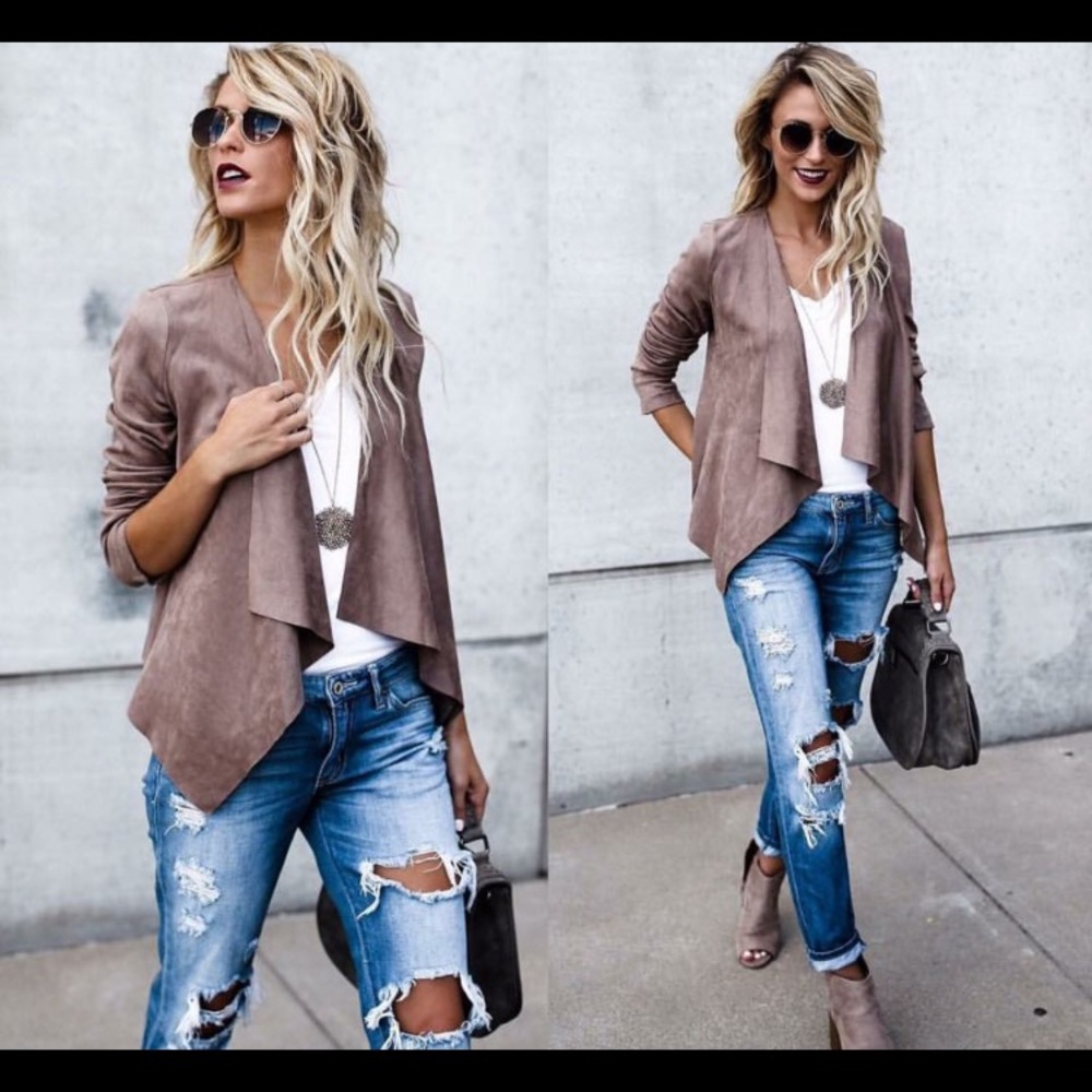 Never worn NWT tan faux suede jacket