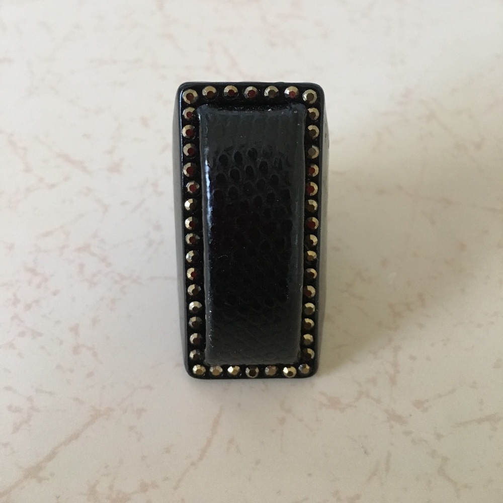 Black Faux Leather Ring