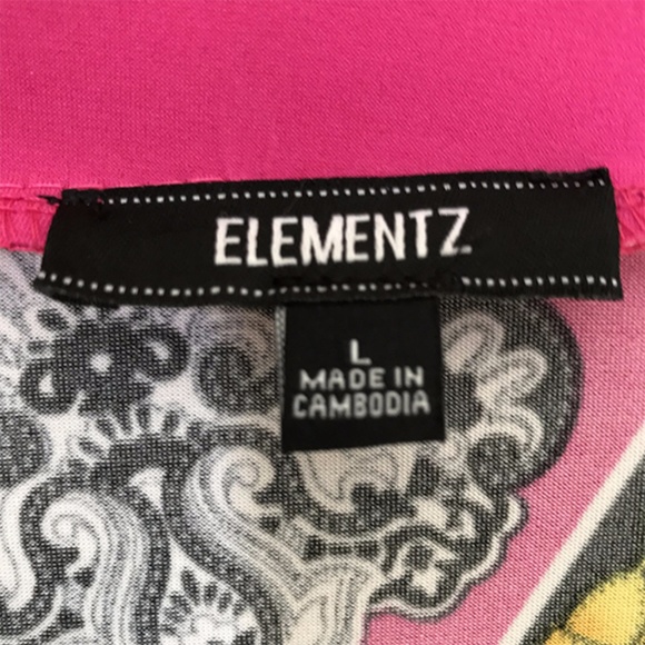 Elementz Long Sleeve Damask Belt Print Color Top L - Picture 6 of 7