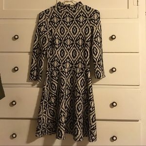 Patterned black and cream dress