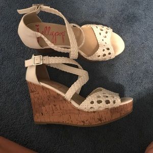 white sandal wedges
