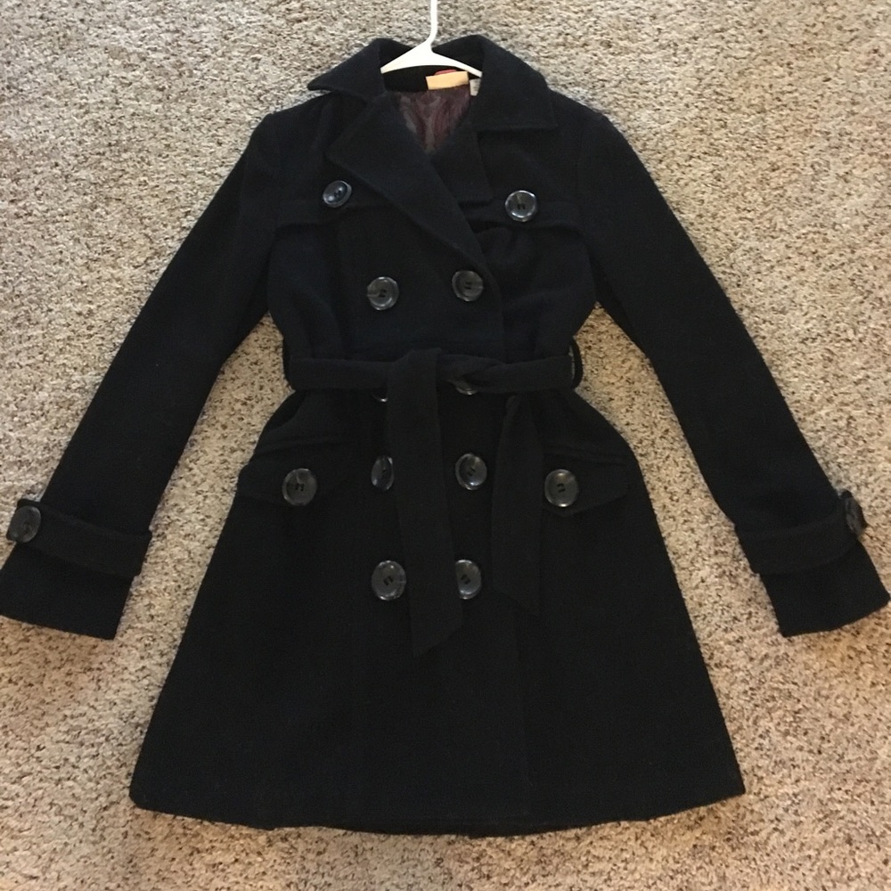 Black fitted pea coat