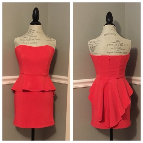 Poetry Dresses & Skirts - 🔴🔥ORANGE•PEPLUM•STRAPLESS•DRESS🔥