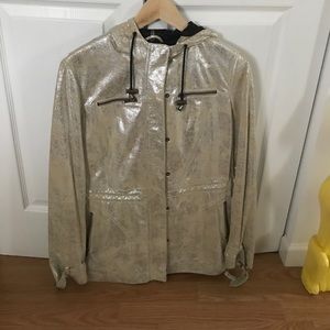 Leather silver foiled coat