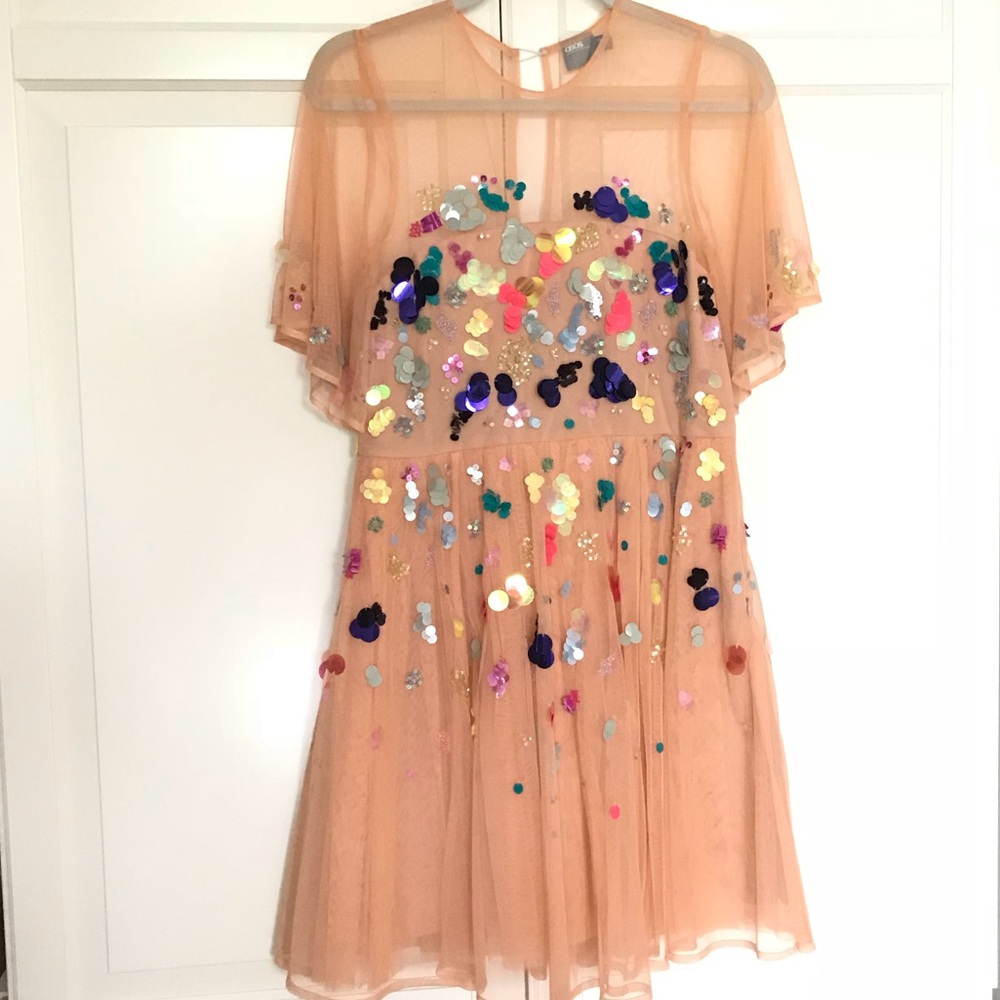 ASOS mesh scattered sequin mini dress