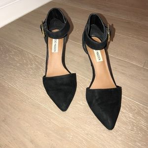 Steve Madden Black Suede Ankle Strap Pumps