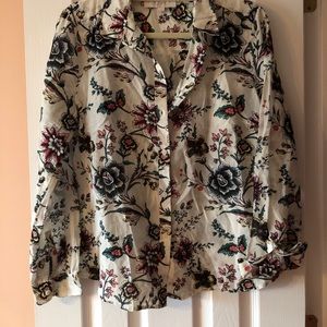 beautiful floral soft cotton button down blouse