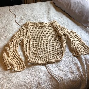 FP tan crocheted cardigan