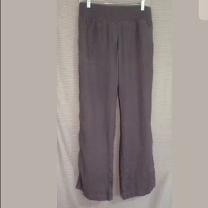 Allen Allen Linen Pants Wide Elastic Waist Slate