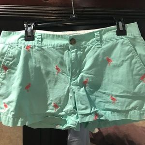 Size 6 mint green flamingo embroidered shorts