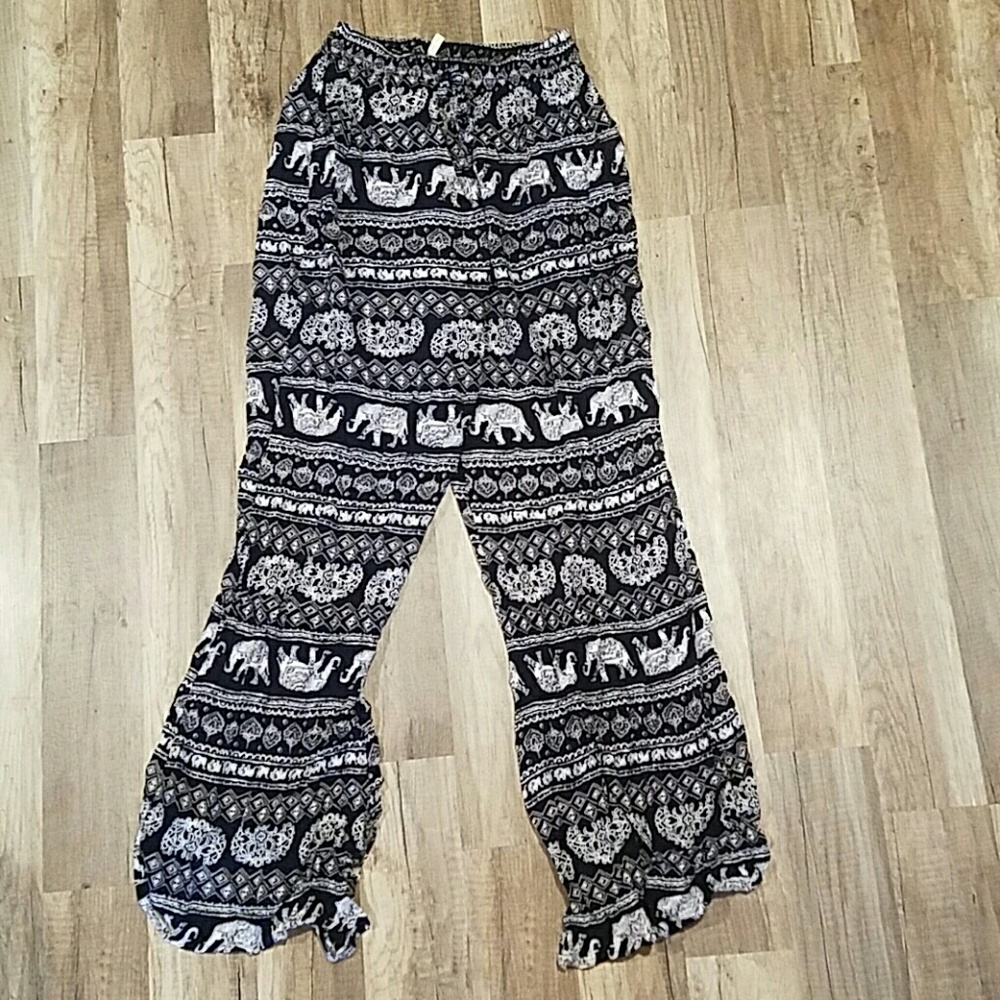 comfy elephant navy and white pants