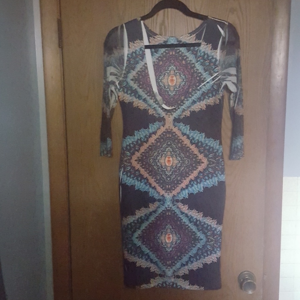 Geometric Pattern Form-Fitting Bodycon Dress - image 2