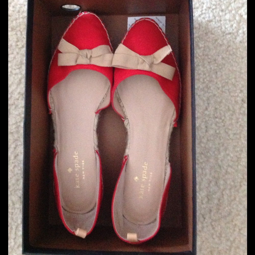 Red Canvas Material Kate Spade Shoes