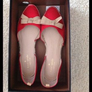 Red Canvas Material Kate Spade Shoes