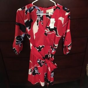 Yumi Kim Red Floral Wrap Dress Size S