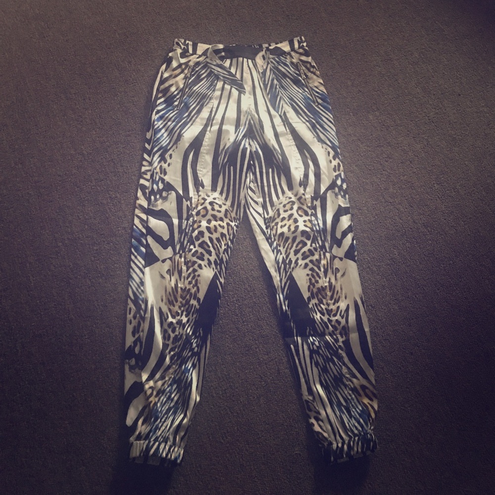 Bebe Printed Satin Joggers