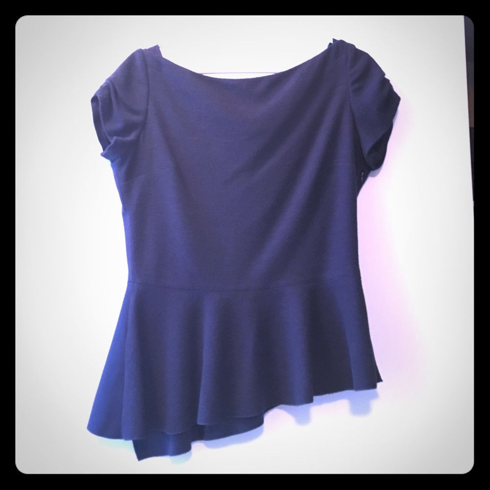 Tahari navy blue peplum top