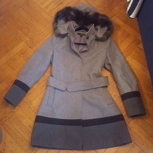 Fur hooded coat