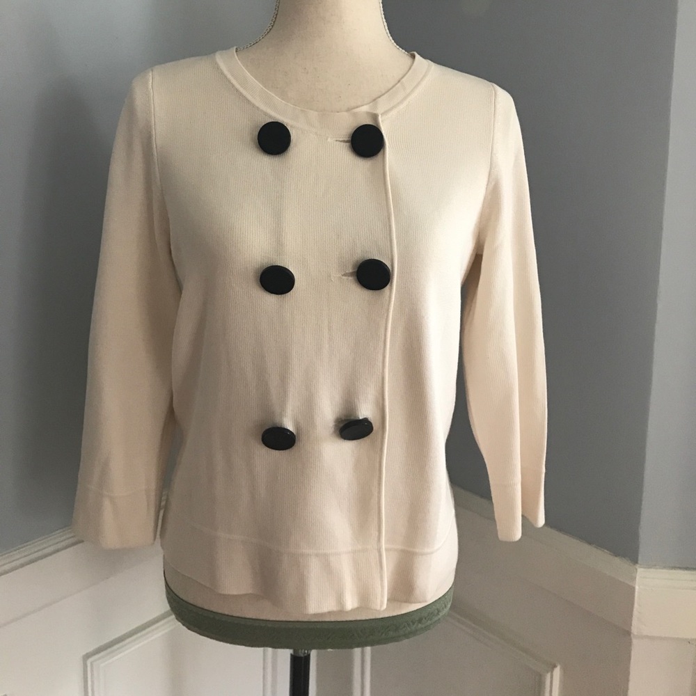 Ann Taylor Double Breasted Cardigan in Cream